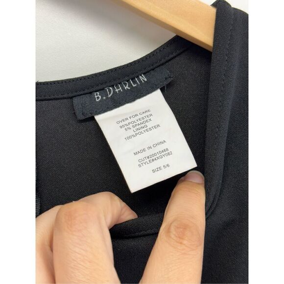 B. Darlin Black Dress Juniors Size 5 Short Sleeve Ruched Back Zip NEW - Picture 9 of 9